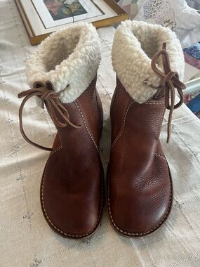 Duck Feet size 43 Wool-Lined ÅRHUS NUT -Brown Leather Shearling-Lined Lace Boots